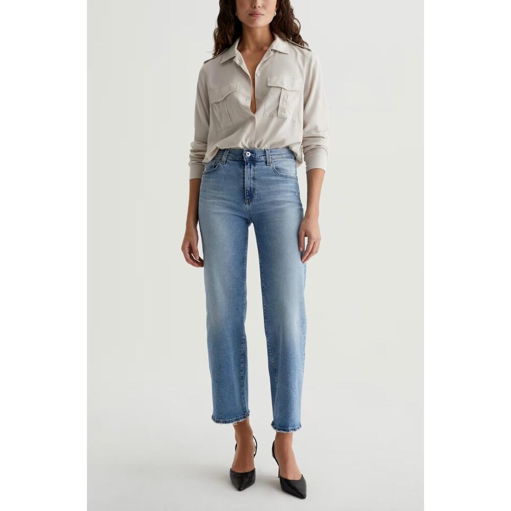 AG Saige Wide Leg Crop Jean Size 30 Light Wash High Rise Denim